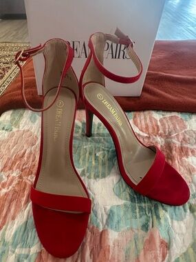 Red Ankle-Strap Sandal stiletto Heels size 7